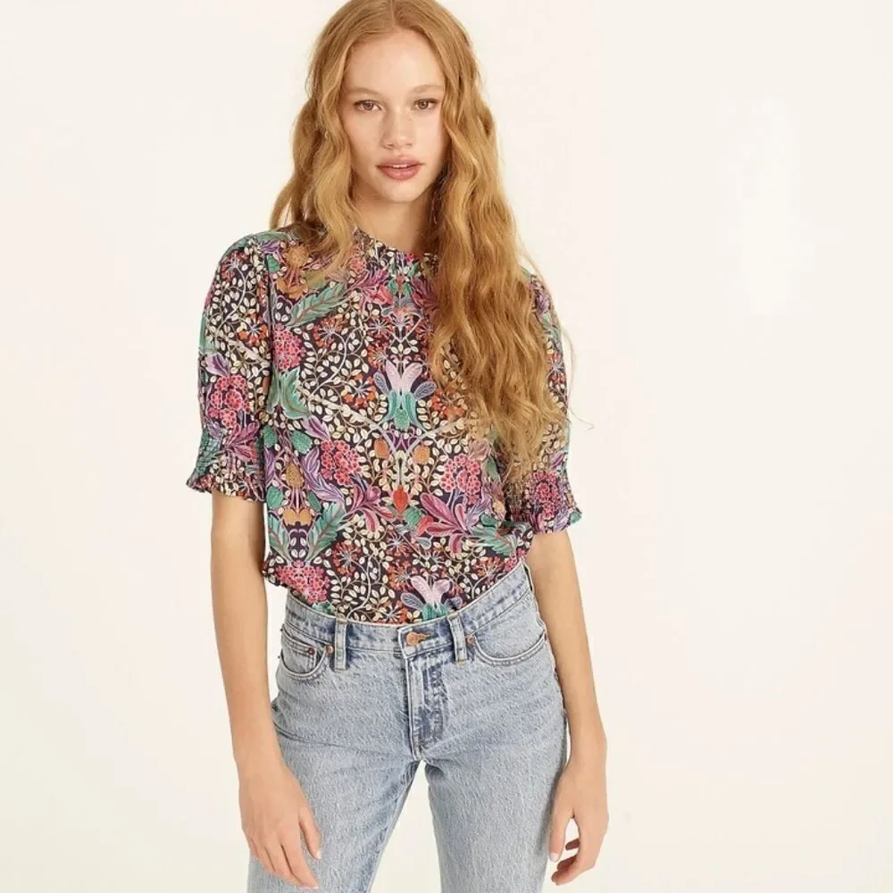 J. Crew Puff-sleeve top in Liberty Elm House Floral XXS